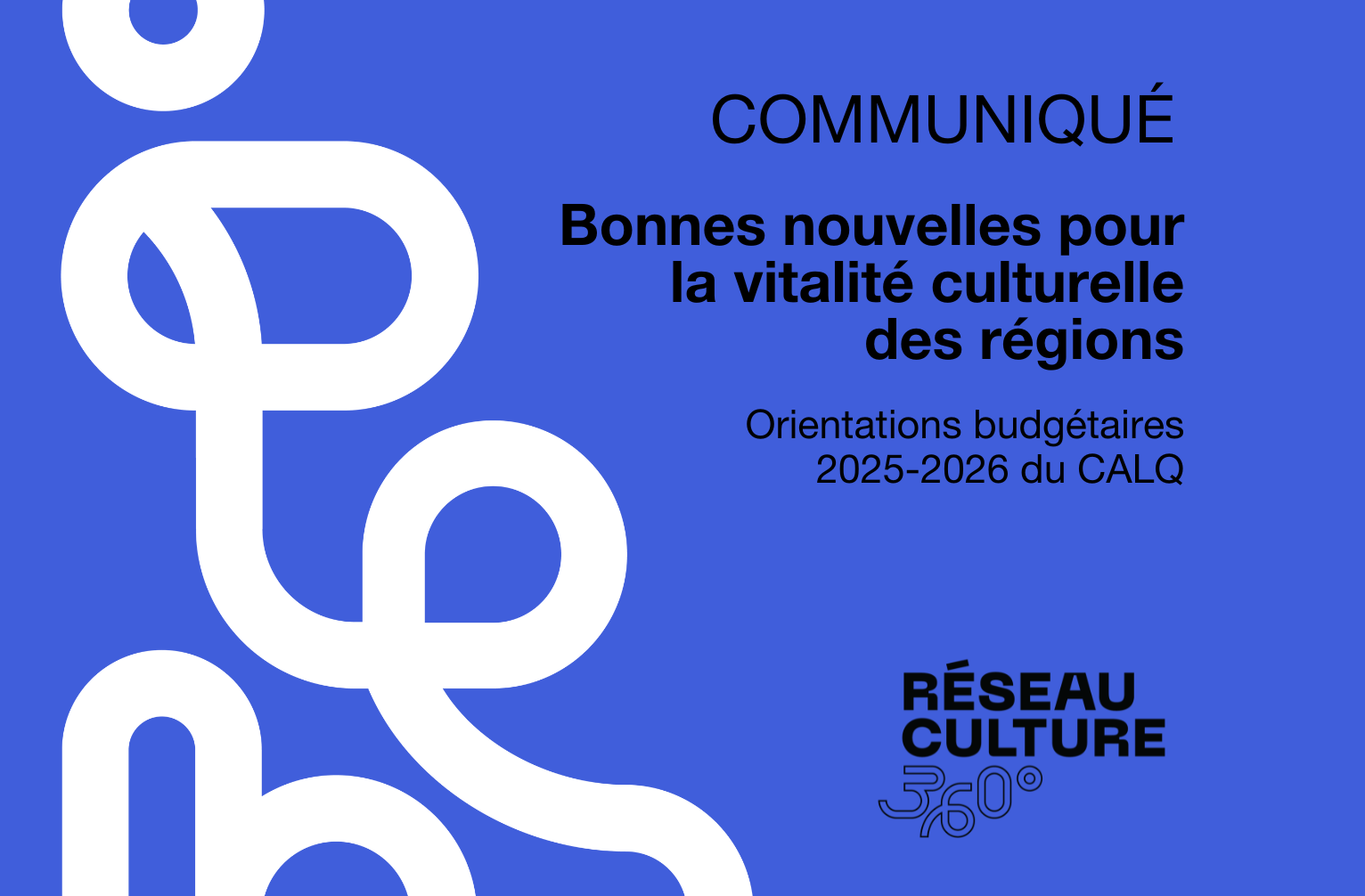 COMMUNIQUÉ / Orientations budgétaires 2025-2026 du CALQ : bonnes nouvelles pour la vitalité culturelle des régions